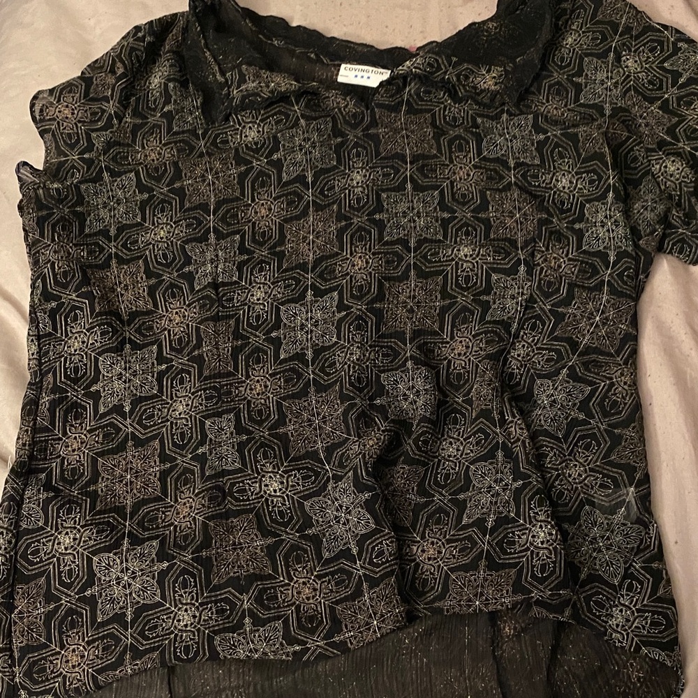 Express Black Patterned Lace Blouse